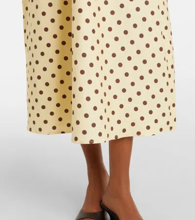 Posse Bowie Polka-dot Linen And Cotton-blend Halterneck Midi Dress In Yellow