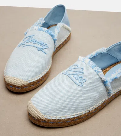 Jimmy Choo Avi Embroidered Canvas Espadrilles In Blue