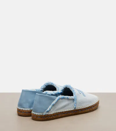 Jimmy Choo Avi Embroidered Canvas Espadrilles In Blue