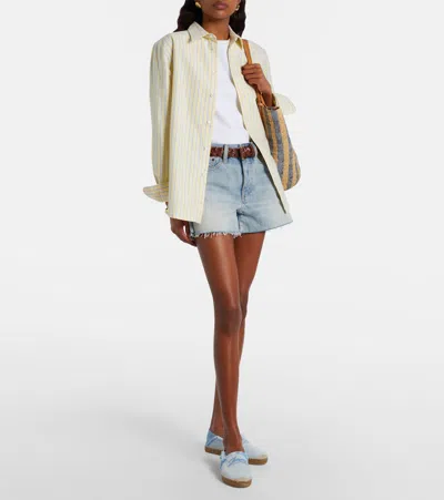 Jimmy Choo Avi Embroidered Canvas Espadrilles In Blue