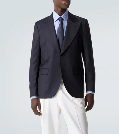 Rubinacci Single-breasted Virgin Wool Blazer In Blue