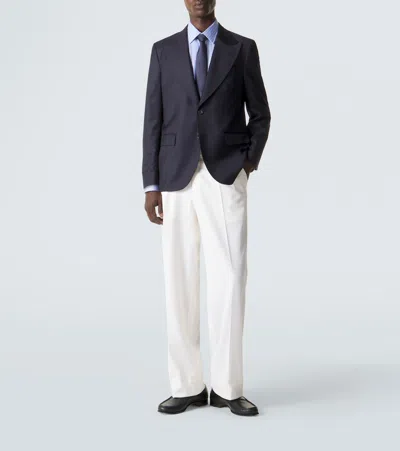 Rubinacci Single-breasted Virgin Wool Blazer In Blue