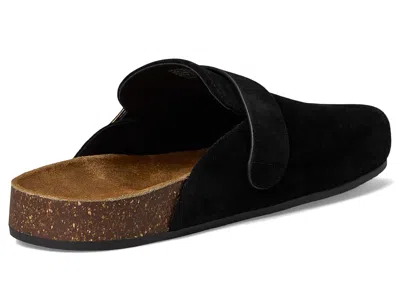 Tory Burch Mellow Black Slip-on Mule With Metallic Logo Buckle In Suede Woman
