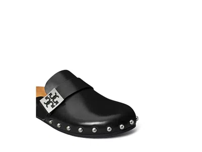 Tory Burch Mellow Leather Buckle Slide Mules In Black