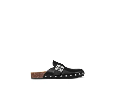 Tory Burch Mellow Leather Buckle Slide Mules In Black