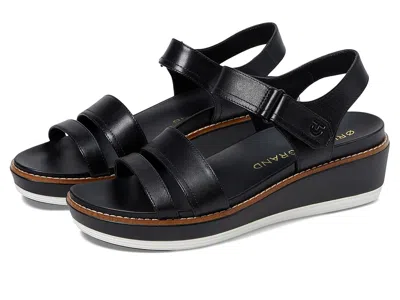 Cole Haan Og Peyton Flatform Leather Wedge Sandal In Black