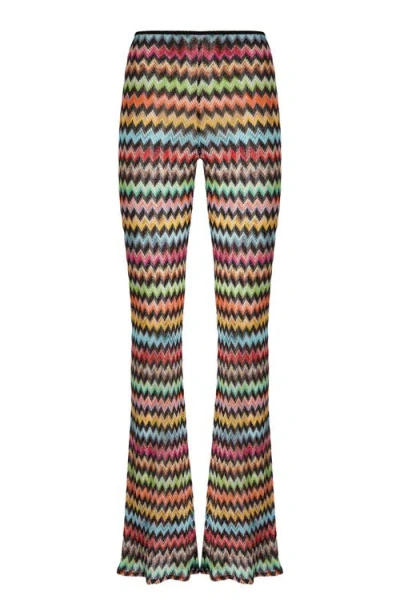 Missoni Flared Pants In Lamé Viscose With Micro Zigzag Pattern In Multi