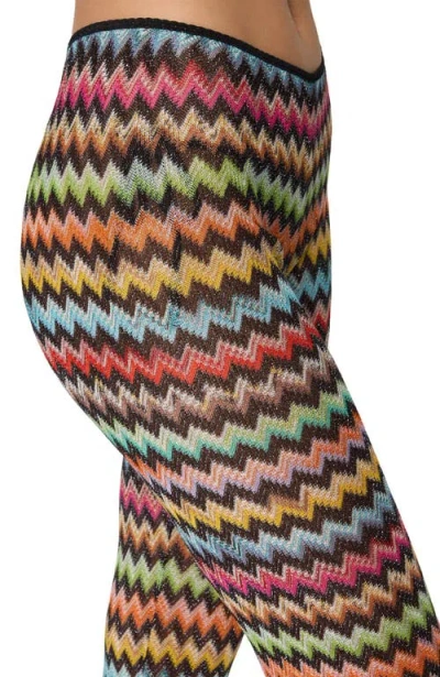 Missoni Flared Pants In Lamé Viscose With Micro Zigzag Pattern In Multi