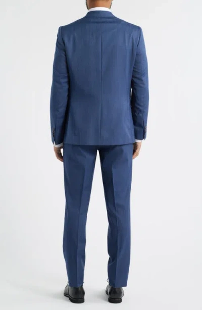 Jack Victor Medium Blue Wool Herringbone Suit In Blue