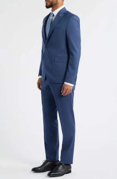 Jack Victor Medium Blue Wool Herringbone Suit In Blue