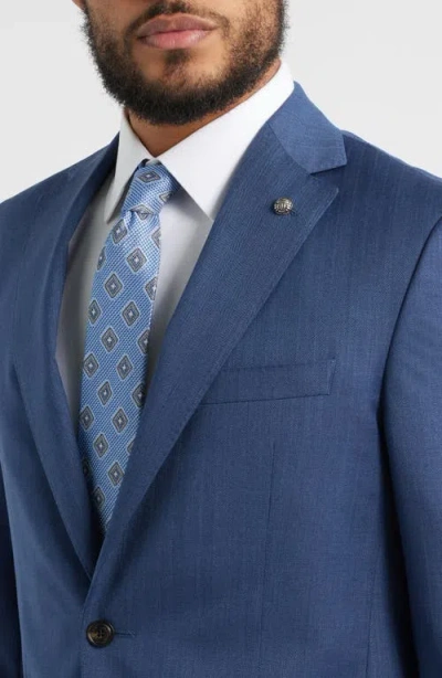 Jack Victor Medium Blue Wool Herringbone Suit In Blue