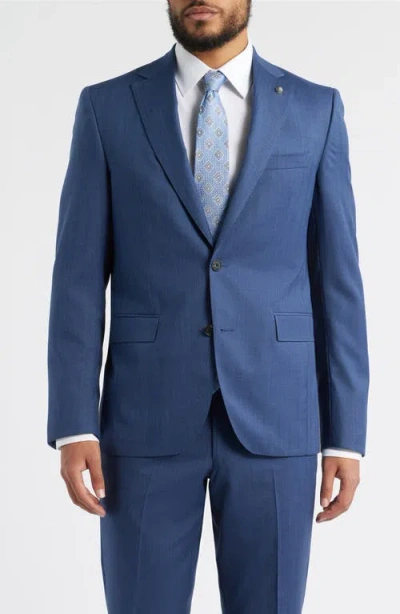 Jack Victor Medium Blue Wool Herringbone Suit In Blue
