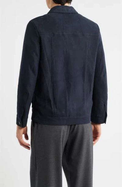 Aurélien Suede Zip Jacket In Blue