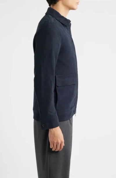 Aurélien Suede Zip Jacket In Blue