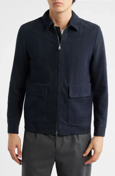 Aurélien Suede Zip Jacket In Blue