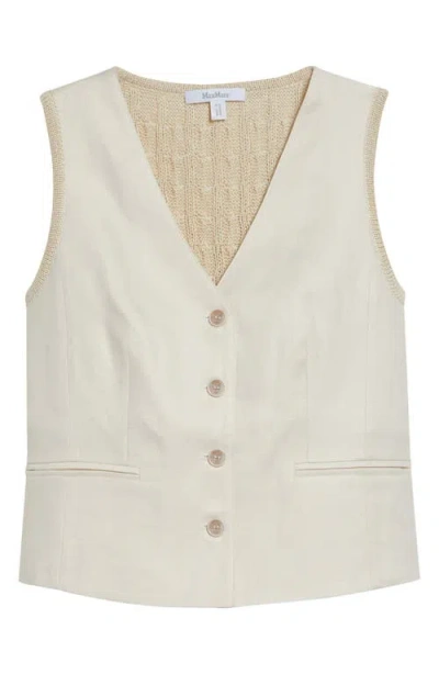 Max Mara Beige Linen And Cable Knit Mxmcalibri Vest In Neutral