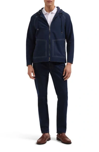 Bugatchi Hooded Jacket In Blue