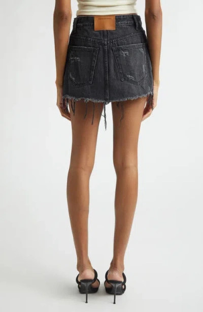 Alexander Wang Denim X  Distressed Double Layer Denim Skort In Black