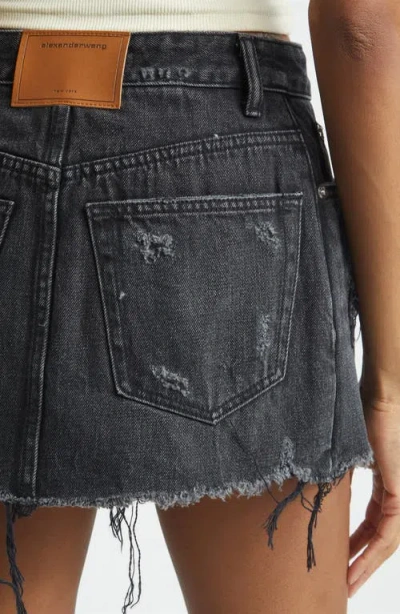 Alexander Wang Denim X  Distressed Double Layer Denim Skort In Black
