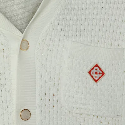 Casablanca Contrasting Trims Chest Pocket Logo-embroidered Short-sleeve Button-up Shirt In White