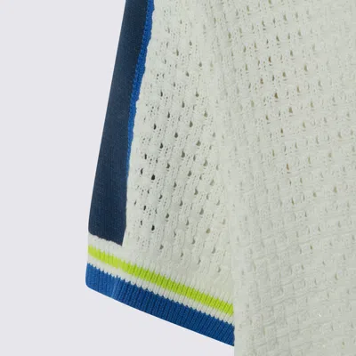 Casablanca Contrasting Trims Chest Pocket Logo-embroidered Short-sleeve Button-up Shirt In White