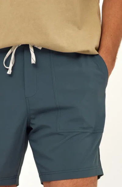 Threads 4 Thought Essential Flat Front Stretch Drawstring Shorts In Blue