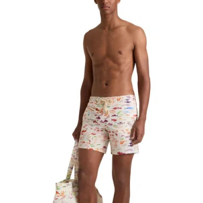 Vilebrequin X Fabrice Hyber Pescador 5.9 Watercolor Fish Swim Shorts In Multi