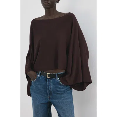 Mango Asymmetrical Knitted Cape Wine In Brown