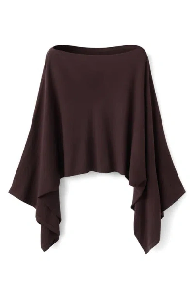 Mango Asymmetrical Knitted Cape Wine In Brown