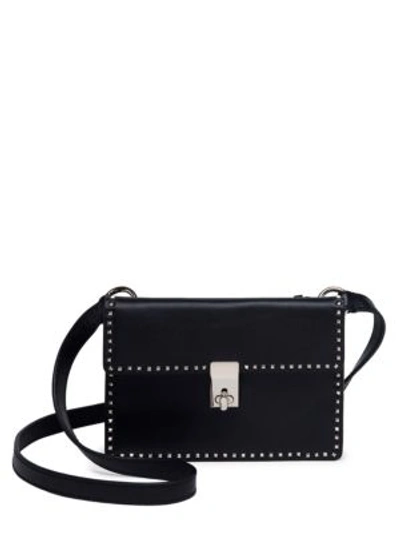 Shop Valentino Small Studded Leather Shoulder Bag In Black