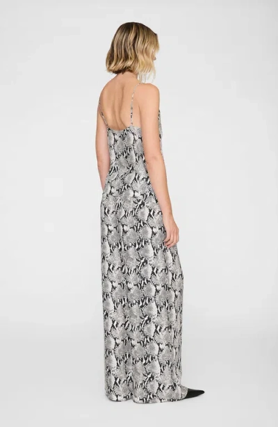 Anine Bing Womens Ellen Python-print Woven Top In Gray