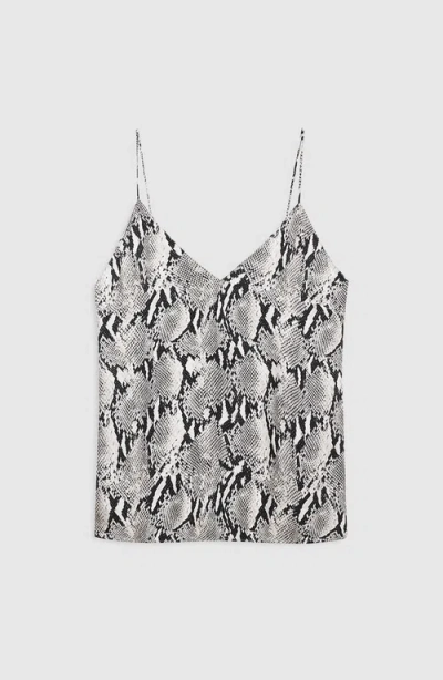 Anine Bing Womens Ellen Python-print Woven Top In Gray