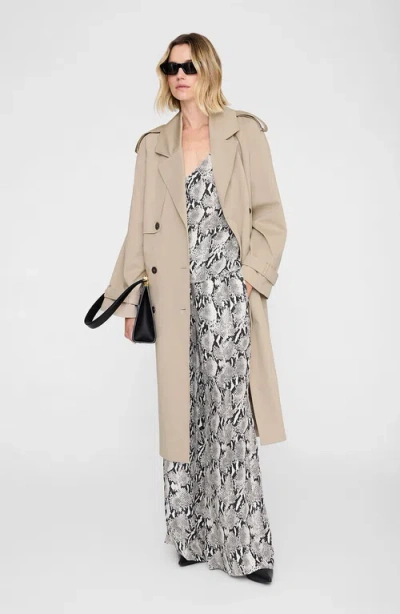 Anine Bing Womens Ellen Python-print Woven Top In Gray