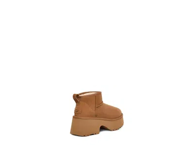 Ugg Womens Tan Classic Ultra Mini New Heights Suede And Shearling Heeled Ankle Boots Eur 39 / 6 Uk In Neutral