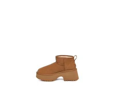 Ugg Womens Tan Classic Ultra Mini New Heights Suede And Shearling Heeled Ankle Boots Eur 39 / 6 Uk In Neutral