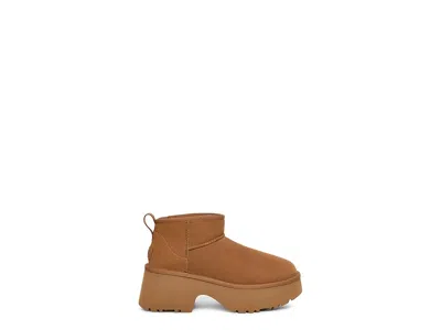 Ugg Womens Tan Classic Ultra Mini New Heights Suede And Shearling Heeled Ankle Boots Eur 39 / 6 Uk In Neutral