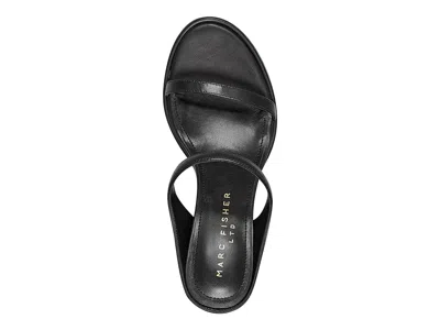 Marc Fisher Ltd Alonde Snake-embossed Leather Slide Sandals In Black