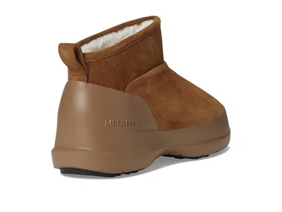 Moon Boot Suede Ankle Boots With Plush Fur Lining And Textured Sole In Brown