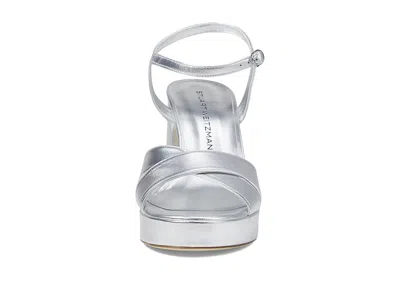 Stuart Weitzman Dayna Metallic Crisscross Platform Sandals In Silver