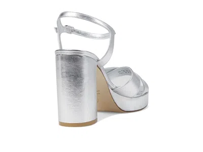Stuart Weitzman Dayna Metallic Crisscross Platform Sandals In Silver