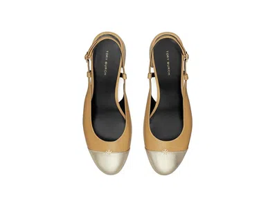 Tory Burch Cap-toe Leather Slingback Pump In Neutral