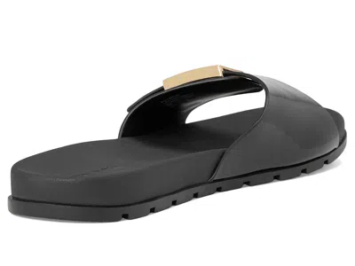 Tory Burch Patent Synthetic Leather Buckle Slide In Black