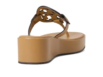 Tory Burch Miller Platform Wedge Thong Sandal In Brown