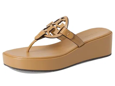 Tory Burch Miller Platform Wedge Thong Sandal In Brown