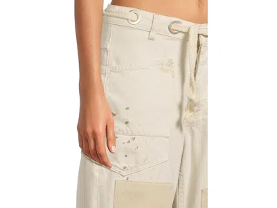 Free People Moxie Low Slung Pull On Drawstring Barrel Jeans In Milk In ...