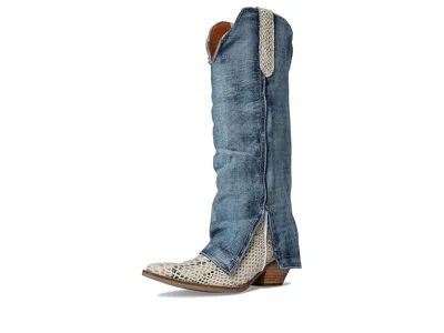 Dingo Shabby Leather Boot In Blue