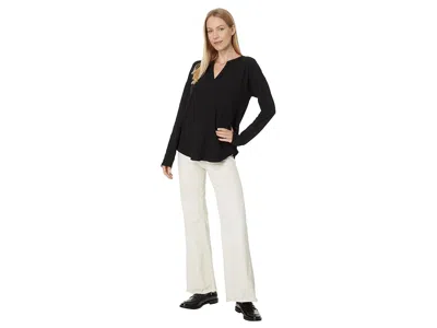 Lilla P Rounded Hem Split Neck In Black