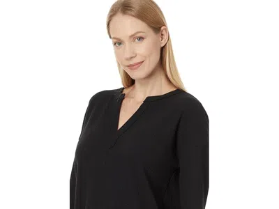 Lilla P Rounded Hem Split Neck In Black