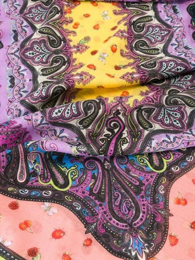 Shop Etro Mixed Print Scarf - Multicolour