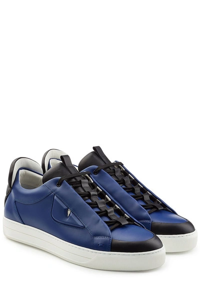 Fendi Bugs Mid-top Leather Sneakers In Blue/black
